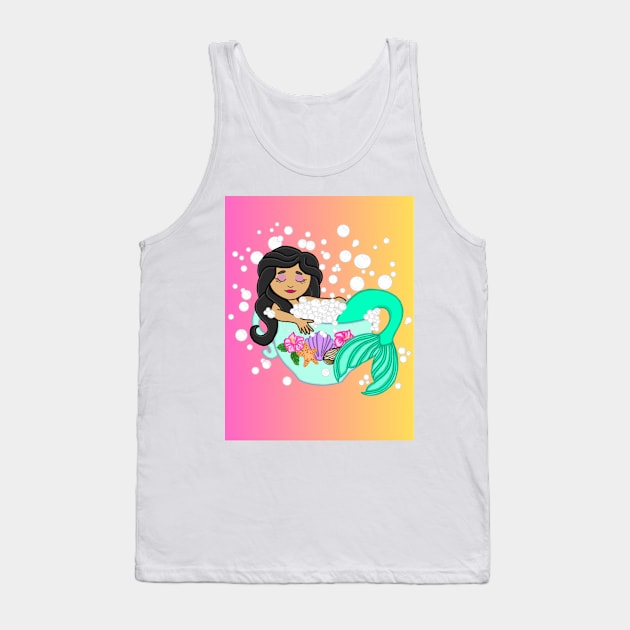 Teacup Mermaid (sunset) Tank Top by Octopus Cafe